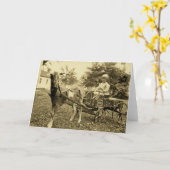 Vintage Foto- "Goat Cart" Greeting Card Karte (Gelbe Blume)