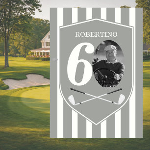 Vintage-Foto Golfer Grau Weiß 60. Geburtstag Einladung