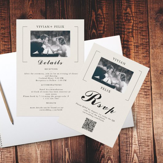 Vintage Foto-Hochzeit RSVP Karte