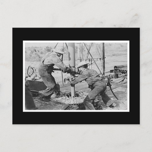 Vintage Foto Men Working Postkarte (Vorderseite)