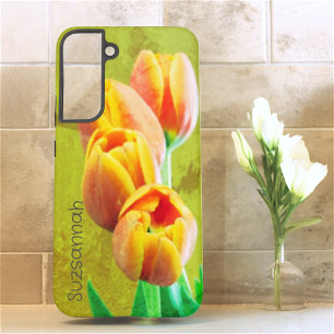 Vintage-Foto Orange Tulpen Blumen Template Text Samsung Galaxy Hülle