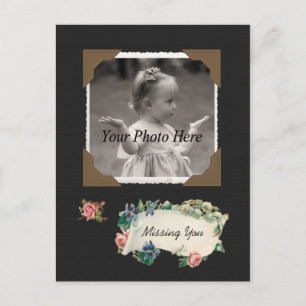 Vintage-Foto-Scrapbook 'Ich vermisse dich' Postkarte