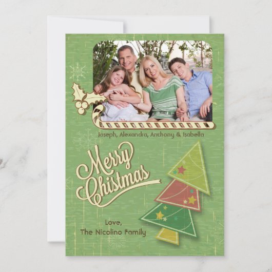 Vintage Foto- und Candycane-Ferienkarte Feiertagskarte (Vorderseite)