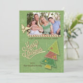 Vintage Foto- und Candycane-Ferienkarte Feiertagskarte (Stehend Vorderseite)