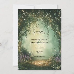 Vintage-Foto Verzauberter Wald Save the Date Einladung