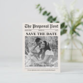 Vintage Foto-Zeitung Hochzeit retten das Datum Postkarte (Stehend Vorderseite)