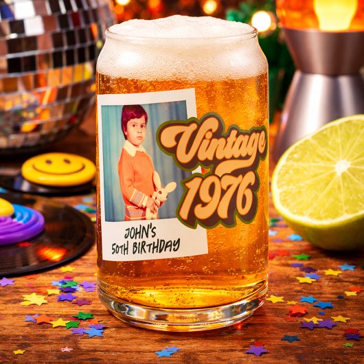 Vintage-Foto zum 50. Geburtstag 1976 Dosenglas