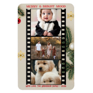 Vintage-Fotobooth-3-Foto-Streifen-Weihnachtsmagnet Magnet