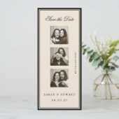 Vintage Fotobooth Redaktionsbild Streifen Save The Date (Stehend Vorderseite)