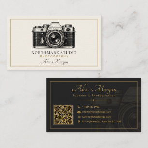 Vintage Fotograf Luxus-Goldkamera-QR-Code Visitenkarte