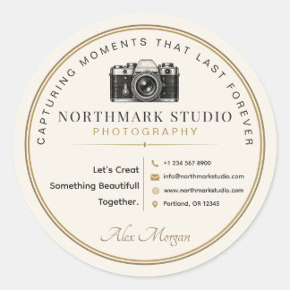Vintage-Fotografen-Branding Elegantes Studio-Logo Runder Aufkleber