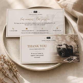 Vintage-Fotografie-Branding | Elegantes Studio Dankeskarte