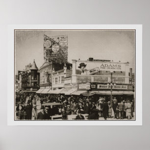 Vintage-Fotografie der Strandpromenade von Atlanti Poster