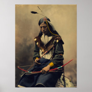 Vintage Fotografie des Cherokee Mannes mit Bogen Poster