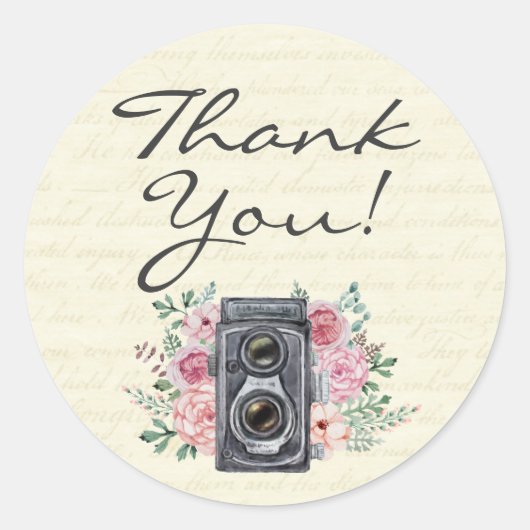 Vintage Fotografie Fotograf Vielen Dank Runder Aufkleber (Vorderseite)
