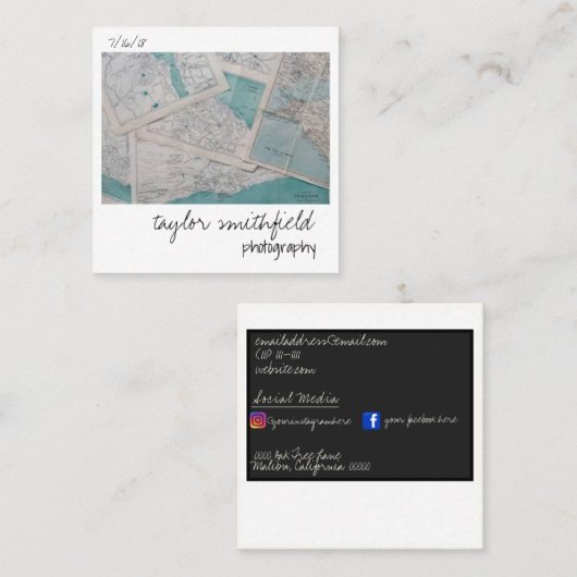 Vintage Fotografie Quadratische Visitenkarte (Vorne/Hinten)