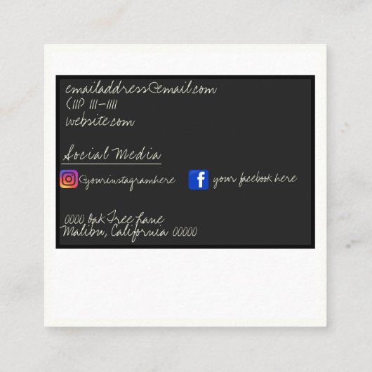 Vintage Fotografie Quadratische Visitenkarte (Rückseite)