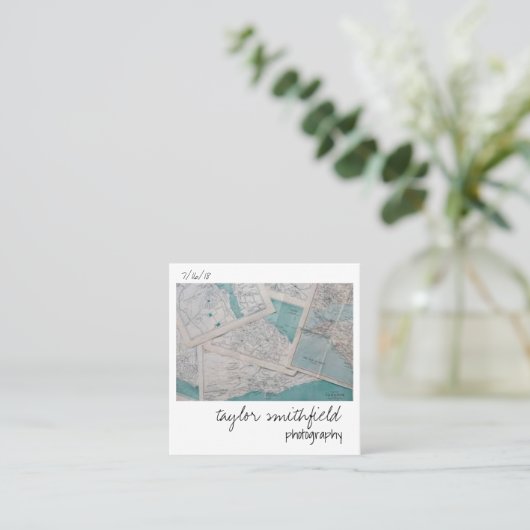 Vintage Fotografie Quadratische Visitenkarte (Stehend Vorderseite)