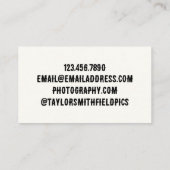 Vintage Fotografie Trendkamera Visitenkarte (Rückseite)