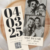 Vintage Fotografie Typografie Qrcode Save the Date