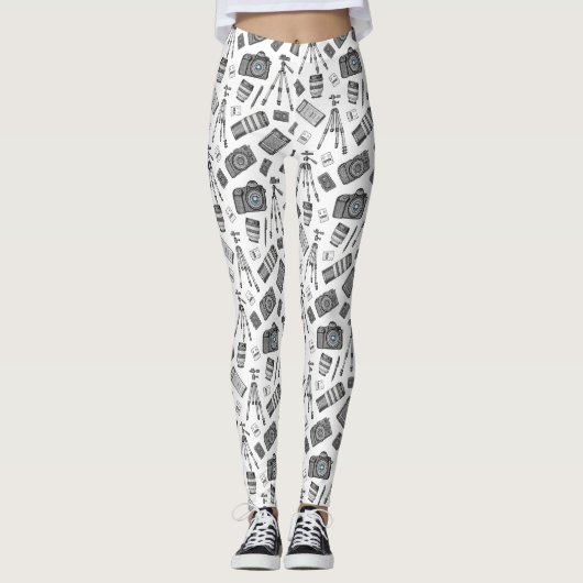 Vintage-Fotografieausrüstung-Muster Leggings (Vorderseite)