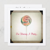 VINTAGE FOTOGRAPH LOLLIPOP-PARTY EINLADUNG (Vorne/Hinten)