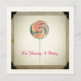 VINTAGE FOTOGRAPH LOLLIPOP-PARTY EINLADUNG