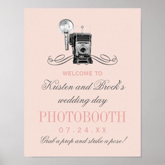 Vintage Fotokamera Blush-Hochzeitssymbol Poster (Vorne)