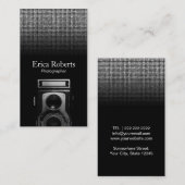 Vintage Fotokamera Moderne Silver Sequins Visitenkarte (Vorne/Hinten)