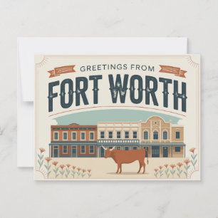 Vintage-Fotokarte aus Fort Worth Grüße Postkarte