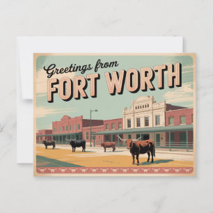 Vintage-Fotokarte aus Fort Worth Grüße Postkarte