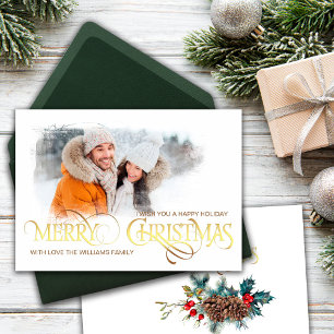 Vintage Fotokarte Frohen Weihnachtsfoil Stil Ankündigung