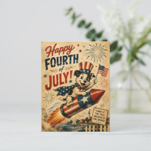 Vintage-Fotokarte zum 4. Juli   Patriotischer Welp Postkarte
