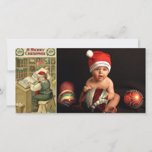 Vintage Fotokarten aus der Santa-Liste Feiertagskarte