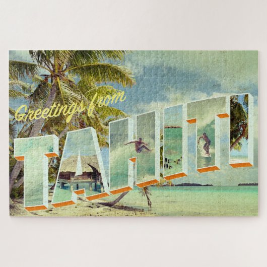 Vintage Fotopostkarte Tahitis Puzzle (Horizontal)