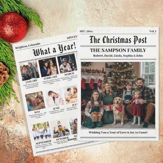 Vintage Fotos im Zeitungsstil Feiertagskarte