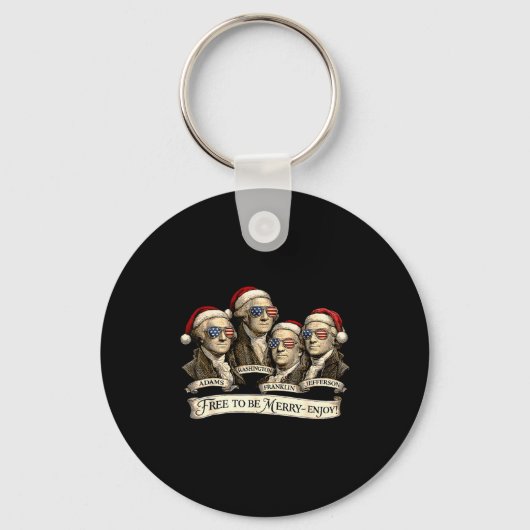 Vintage Founding Fathers Santa Hats Patriotic Chri Schlüsselanhänger (Vorderseite)
