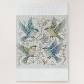 Vintage Four Birds Illustration Puzzle (Vertikal)