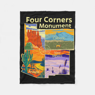 Vintage Four Corners Monument Mit Us National Par Fleecedecke
