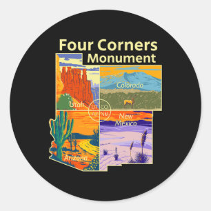 Vintage Four Corners Monument Mit Us National Par Runder Aufkleber