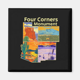 Vintage Four Corners Monument mit Us Nationalpar Magnet