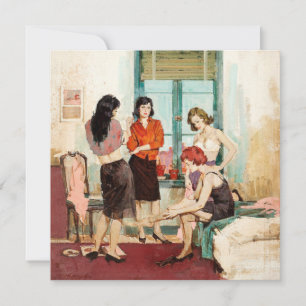 Vintage-"Four Ladies"-Karte mit flacher Oberfläche