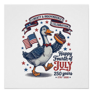 Vintage Fourth of July Gans 250 Jahre Shirt Design Poster