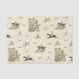 Vintage Fox Chase Horse Riders Hounds Hunting Seidenpapier