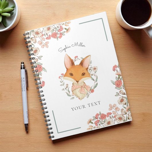 Vintage Fox-Illustration mit Ihrem Namen Notizblock