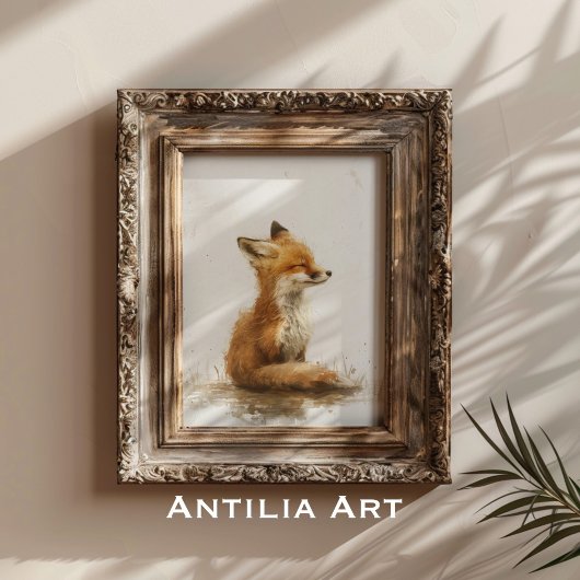 Vintage Foxenmalerei Holz Poster