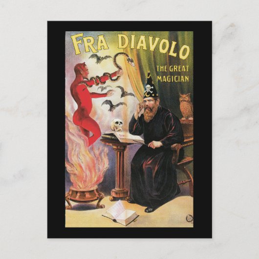 Vintage Fra Diavolo Das große Magician-Poster Postkarte (Vorderseite)