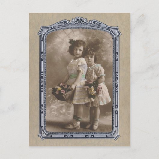 Vintage Frame Adorable Girls Postkarte (Vorderseite)