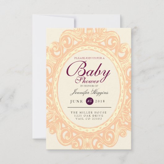 Vintage Frame Baby Dusche | Party Einladung (Vorderseite)