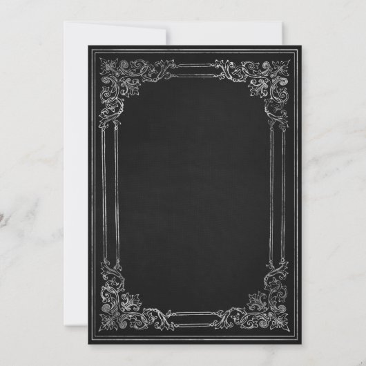 Vintage Frame Black Silver Wedding Einladung (Rückseite)